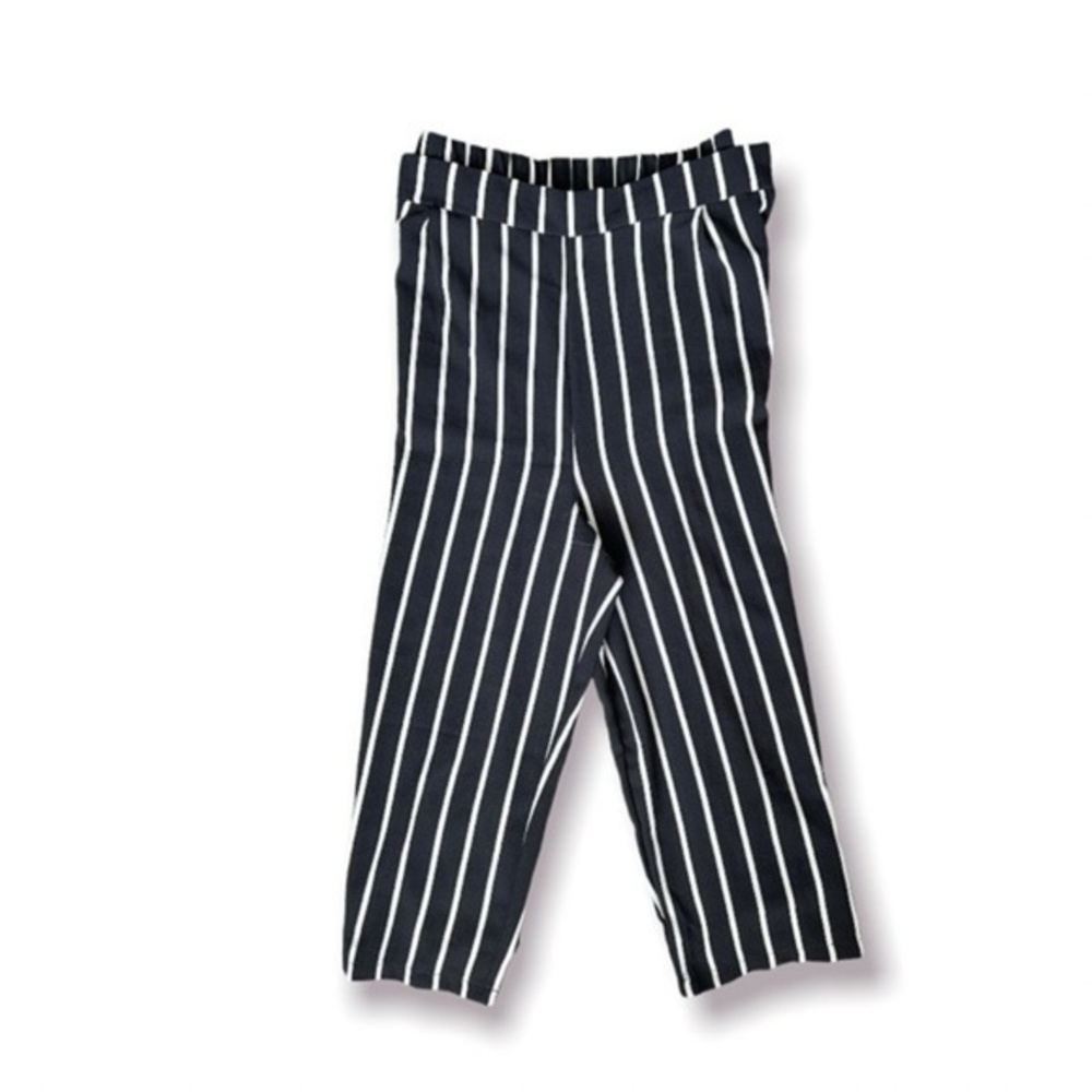 rue + pants bottoms black white stripe elastic waist flowy